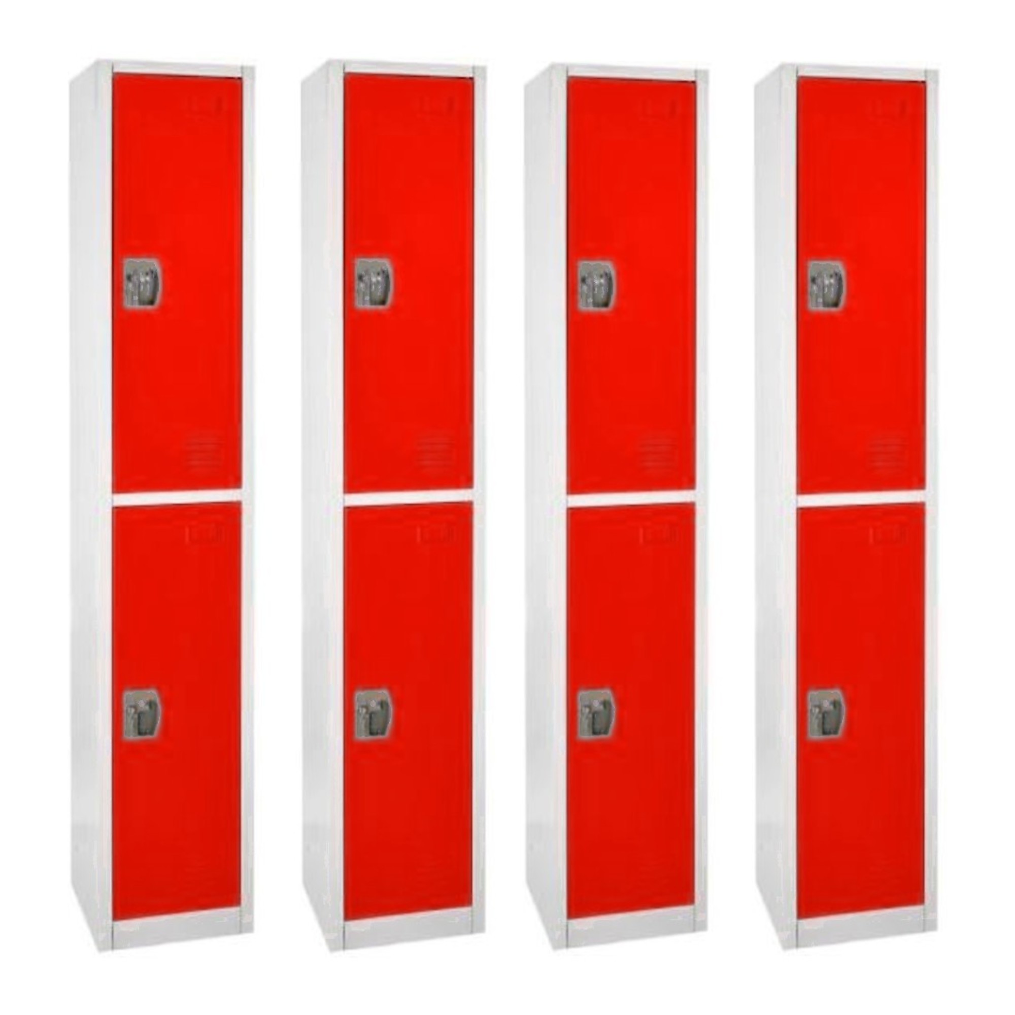 Alpine, 72in.H 2-Tier Steel Storage Locker, Red, 4-Pack, Height 72 in, Width 12 in, Color Red, Model# ADI629-202-RED-4PK